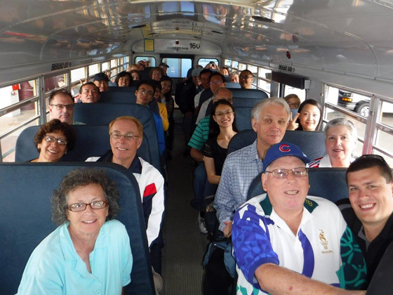 Lots of happy faces on the Olympic Venue Tour bus