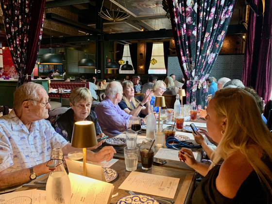 Enjoying dinner together at Mia Italian Kitchen