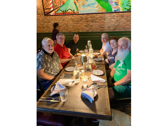 Enjoying dinner together at Mia Italian Kitchen