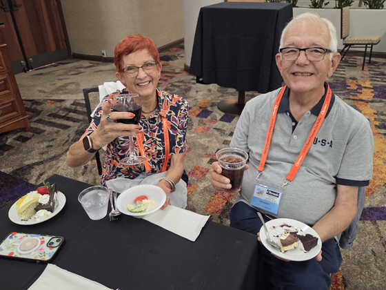 Catching up with friends at the Friday silent auction/reception